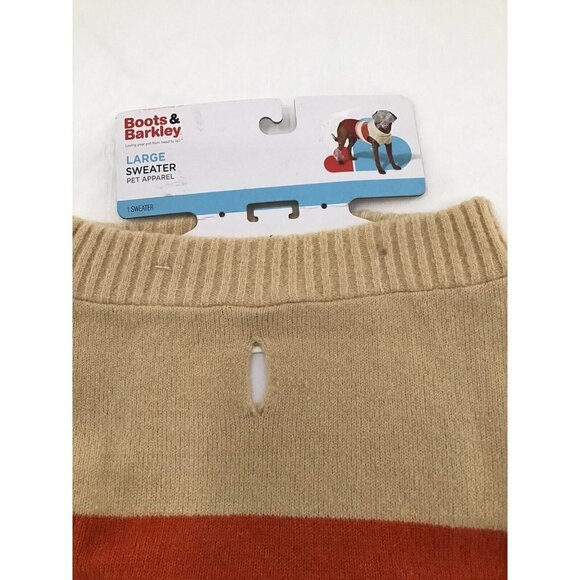 Boots & Barkley Fuzzy Stripe Dog Sweater Size Large Deep Orange and Burgundy - Picture 2 of 5